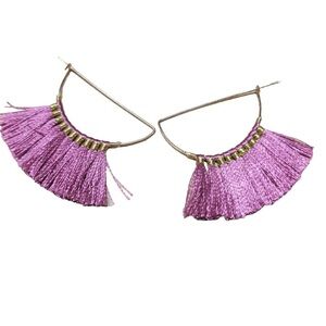 Pink Tassel Hoop Earrings